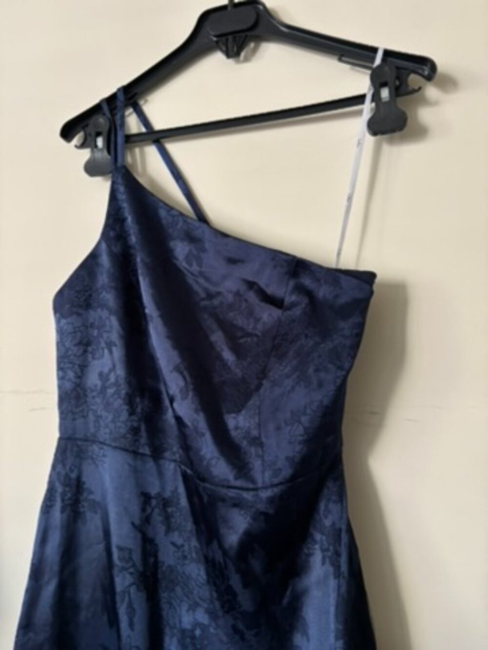 Lulus Desirable Dream Navy Blue Satin Jacquard Halter Neck Midi Dress - Size XS - Picture 8 of 10